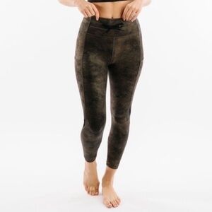 Zyia Active Drawstring Cropped Metallic Leggings, Size 6-8